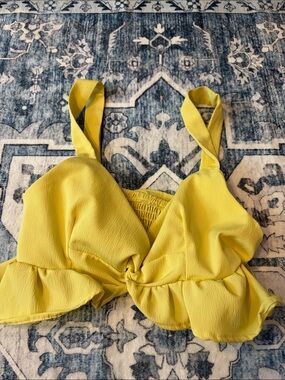 SHEIN Yellow Twist-Knot Ruffle Camisole